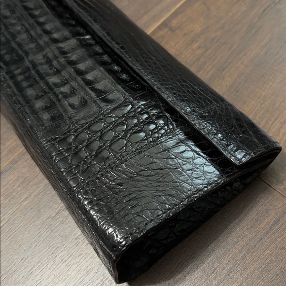 Nancy Gonzalez Black Crocodile Embossed Clutch - Picture 6 of 13
